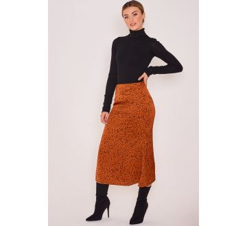 Zibi London Gigi Zlatá midi sukňa s čiernou potlačou