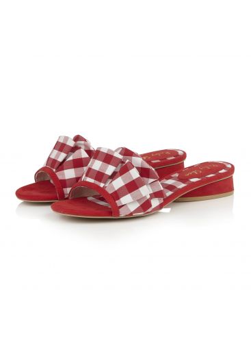Ruby Shoo Alena Červené kárované Šľapky