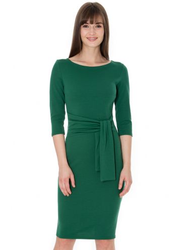 Zelené púzdrové šaty s dlhými rukávmi