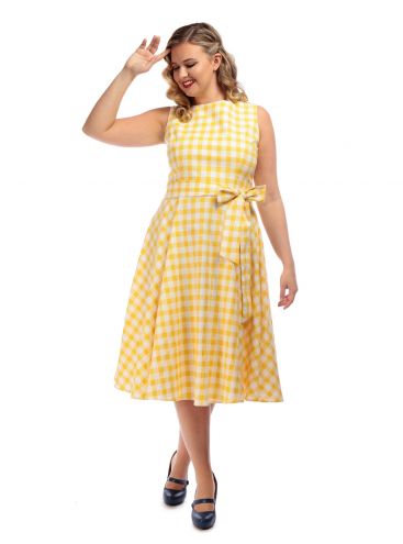 Collectif Frances Žlté kockované šaty