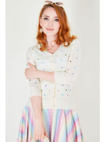 Vodoo Vixen Isla Krémový svetrík s bodkami