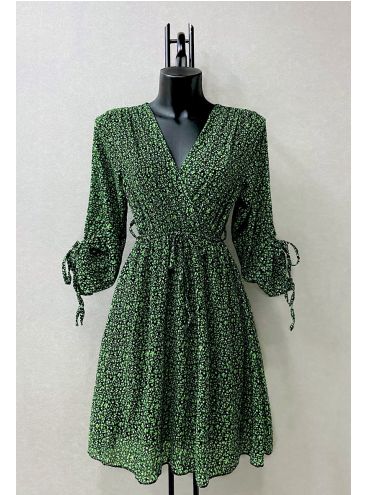 Zelené kvetinové mini šaty uni veľkosť