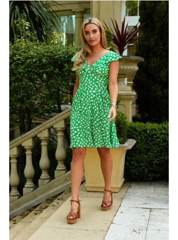 Larisa Zelené mini šaty so srdiečkami