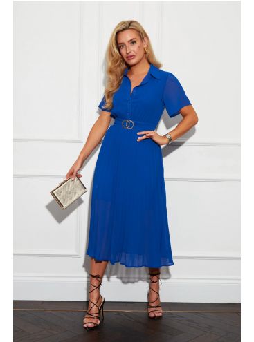 Everleigh Modré midi šaty