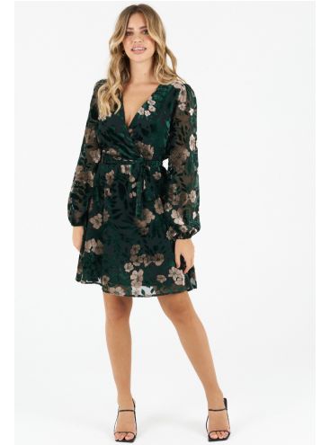 Jim Viscose Green Velvet Dress