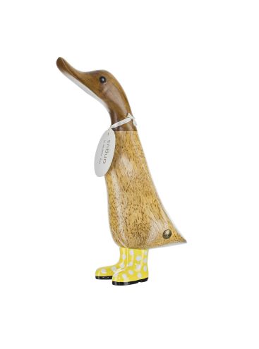 Drevená kačica v bodkovaných gumákoch  -  Žltá
